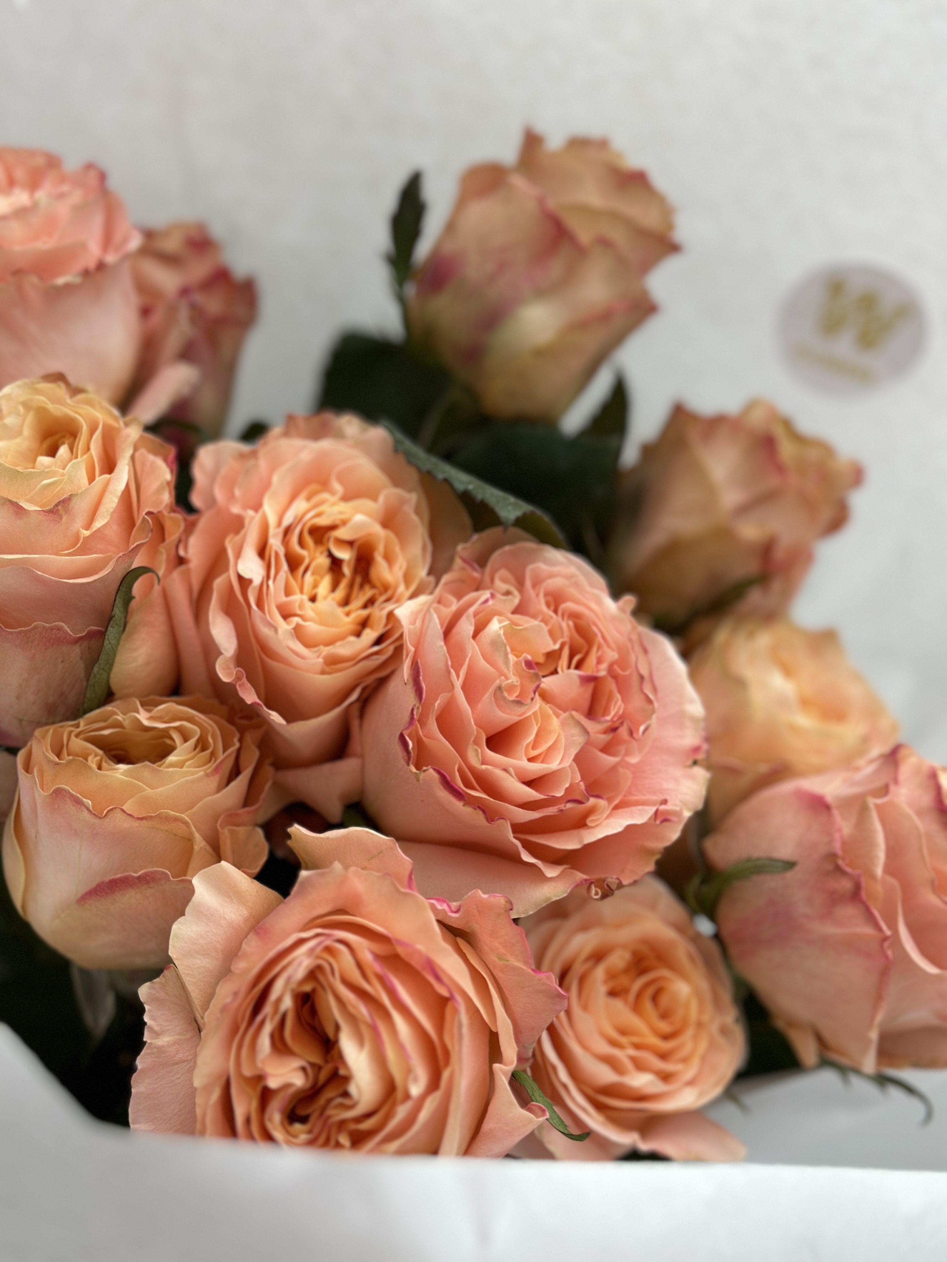 Моно-букет из 15 роз Кроун Принцесса Маргарет